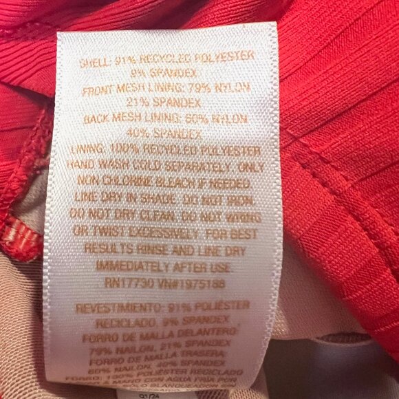 Shade & Shore Women's One Piece Red Ribbed Belted Front Swimsuit-X Large-Adjust - Picture 13 of 14